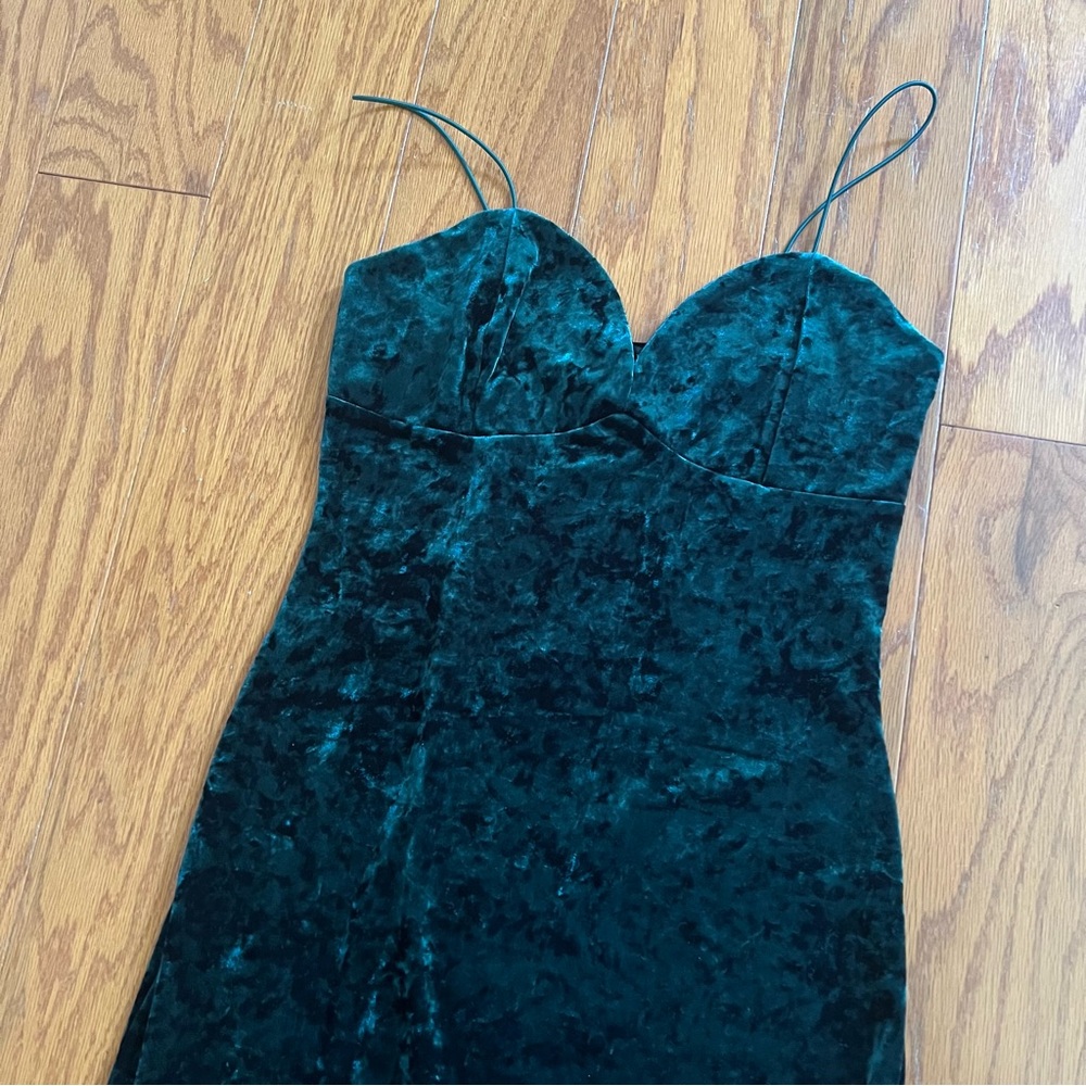Revamped Elegant Velvet velour Green Dress large l